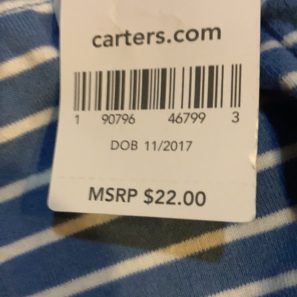 NWT Carter’s 2 piece pant set. 6M never worn. blue white stripes and one is navy - Picture 5 of 5